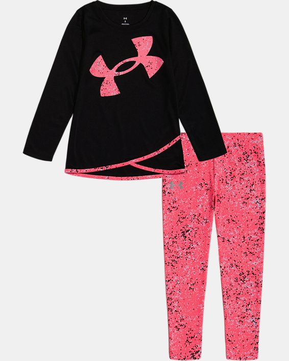 Girls' Pre-School UA Galaxy Speckle Tunic Leggings Set, Black, pdpMainDesktop image number 0